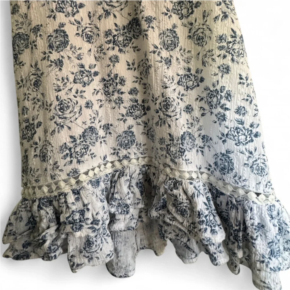 MINKPINK Skye Rose Blue and White Floral Print Mini Dress small - Picture 8 of 8